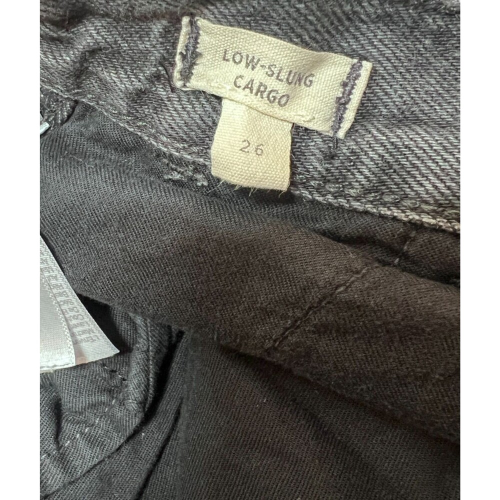 Madewell Low Slung Cargo Jeans Wide Straight Leg Black Wash Utility Denim Sz 26 - Picture 5 of 9